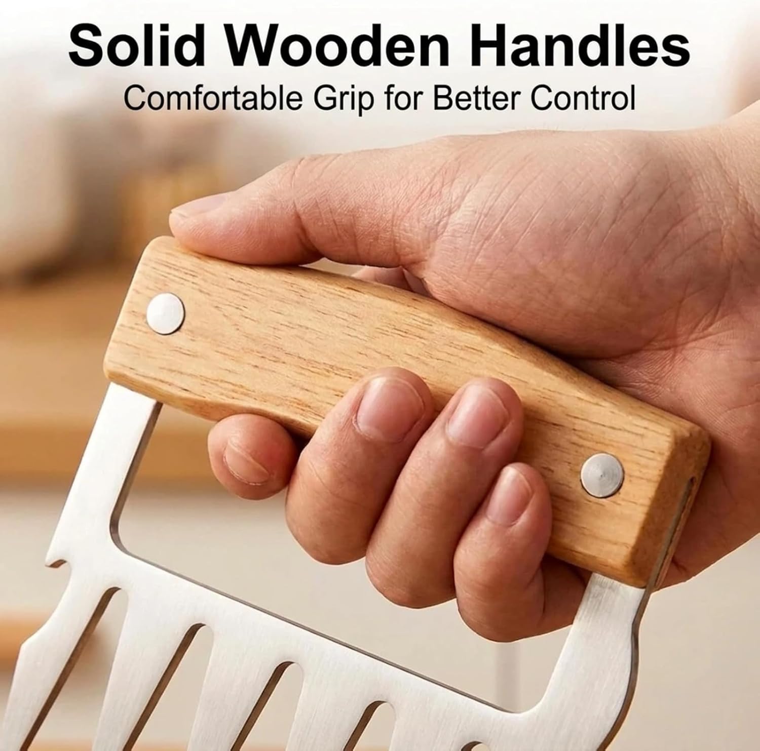 Meat Shredder Claws, Bear Claws Meat Shredder for Pulled Pork & Chicken, 304 Stainless Steel Meat Claws with Wooden Handles, BBQ Tool Gift