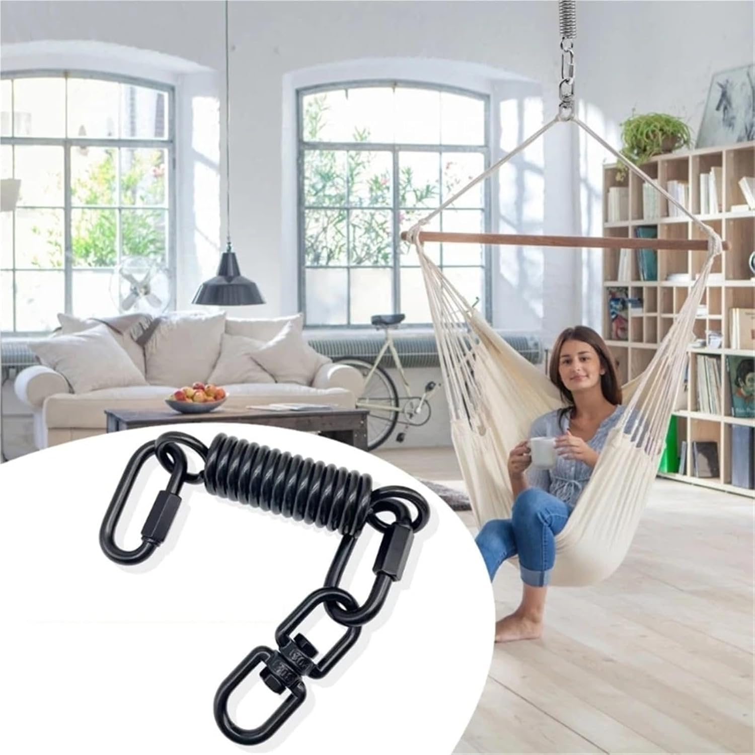 Hammock Chair Spring Upgrades 360 Rotating Spring With Carabiners Shock Absorption For Hammock Chair