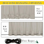 NICETOWN 2 Panels Outdoor Curtains Waterproof Pocket & Back Tab on Top & Bottom, Thermal Insulated Windproof Sun Blocking Outside Privacy Drapes for Patio with Fixed Rope, W84 x L95, Natural
