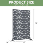 Casaphoria Metal Privacy Screen Outdoor, 72" H x 47" W Freestanding Decorative Privacy Screen for Patio Deck Balcony Garden with Stable Base, Grey-Star