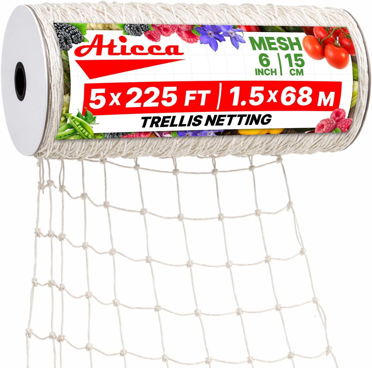 aticca 5x225 ft heavy duty trellis netting, 6-inch, main product view