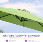 PURPLE LEAF 8 Feet Square Cantilever Umbrella Patio Umbrella with Base Outdoor Umbrella Aluminum Offset with 360-degree Rotation for Garden Deck Pool Patio Apple Green