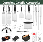 31PCS Griddle Accessories Kit, Flat Top Grill Accessories Set for Blackstone and Camp Chef, Barbecue Accessories Set with Basting Cover, Enlarged Spatulas, Griddle Press