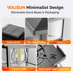 VOLISUN Metal Solar Post Cap Lights, Edison Bulb Light 1Pack,Black | Metal shell solar lamps with adjustable base 3.5x3.5-6x6 posts, warm & cool light for yard, fence, deck outdoor use