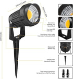 12W LED Landscape Lights Low Voltage, 3000K Warm White 12V AC/DC Waterproof Outdoor Spotlights, IP65 Garden Pathway Lights with 8 Spike Stands for Tree Garden Yard Pathway (8 Pack)