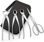 4-PCS Bonsai Tool Set Including Concave Cutter Straight Edge Cutter Trunk Splitter And Bonsai Scissors Equip With Tool Bag