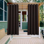 NICETOWN 2 Panels Outdoor Curtains for Patio Waterproof, Thermal Insulated Rustproof Grommet Blackout Outdoor/Indoor Window Treatment Privacy Protect for Landscape, W52 x L108, Brown
