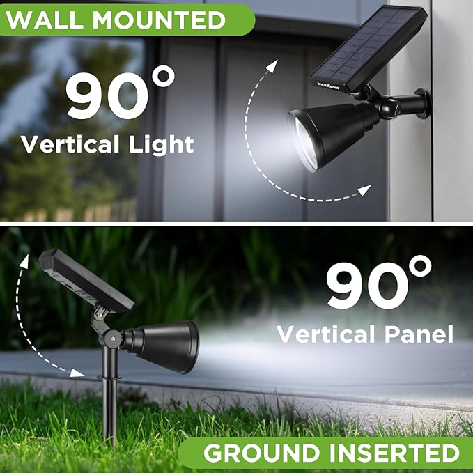 InnoGear Solar Lights Outdoor Lighting Waterproof Landscape Spotlights Uplighting for Outside Flag Garden Trees Yard Pathway Wall Auto On/Off, Pack of 6 (Cool White)