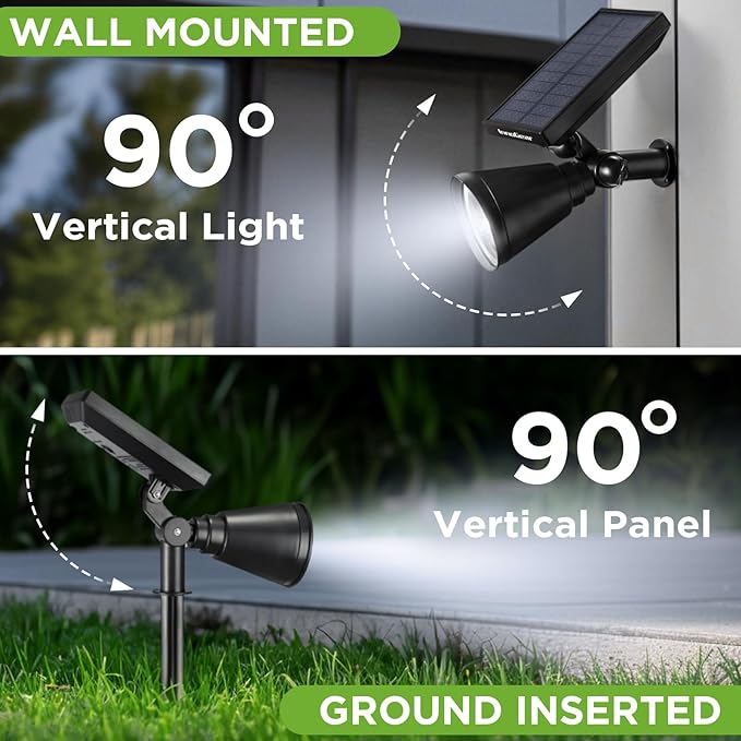 InnoGear Solar Spot Lights, Outdoor Solar Lights Solar Spotlights Flag Pole Light Waterproof Landscape Lighting Outside for Flag Uplighting Backyard Patio Pathway Statue Palm Tree Sign, Cool White