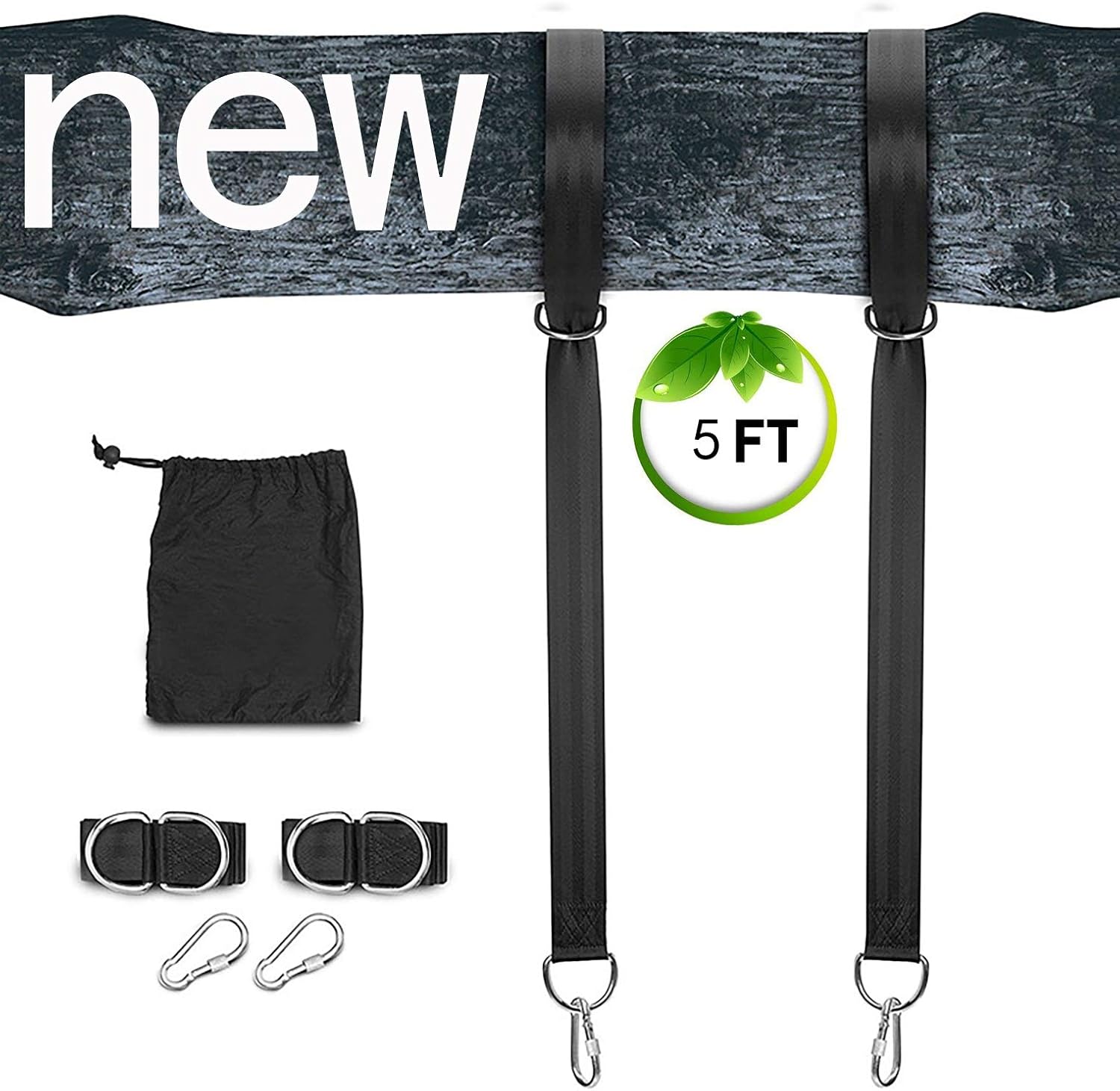 Tree Swing Hanging Kit, Tree Swing Straps, DIORES Hammock Straps With Loops Set Of 2 Holds 2100 Lbs With 2 Safe Lock Snap Hooks , Perfect For Tree Swing & Hammocks,Easy & Fast To Installation, 5 FT | Set Of 2 Holds 2100 Lbs With 2 Safe Lock Snap Hooks