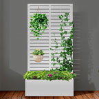 Metal Raised Garden Bed with Trellis,Planter Box for Climbing Plants, Vegetables & Vines, Features Drainage Holes and Privacy Screen.raised garden beds outdoor planters for porch (White, 71"x35"x16")