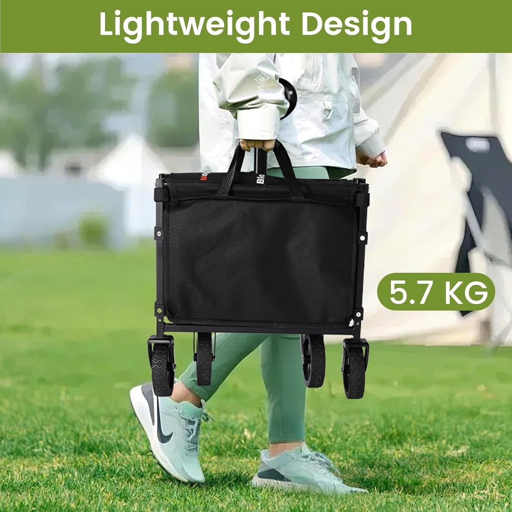 blomoba folding wagon cart with wheels, 220lbs utility, side view