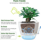 12inch Self Watering Pots, Plastic Planters with Mesh Drainage Holes and Deep Reservoir for Indoor Outdoor Garden Plants and Flowers, White