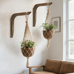 Wooden Plants Hanger, Plant Hangers Indoor Wall Mount, 8.58-Inch Hanging Plant Hooks for Wall, Basket Hooks for Lanterns, Flower Bracket, Wind Chimes, Lamp, Bird Feeders, Patio Decor(Brown 2PCS)