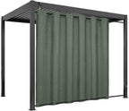 Easy-Going Linen Look Outdoor Curtains Waterproof Windproof Porch Curtains, Soft Thicken Outdoor Privacy Curtains for Patio, Gazebo, Grommet Top and Tab Bottom Drape, 1 panel, 110x108 inch, Sage Green