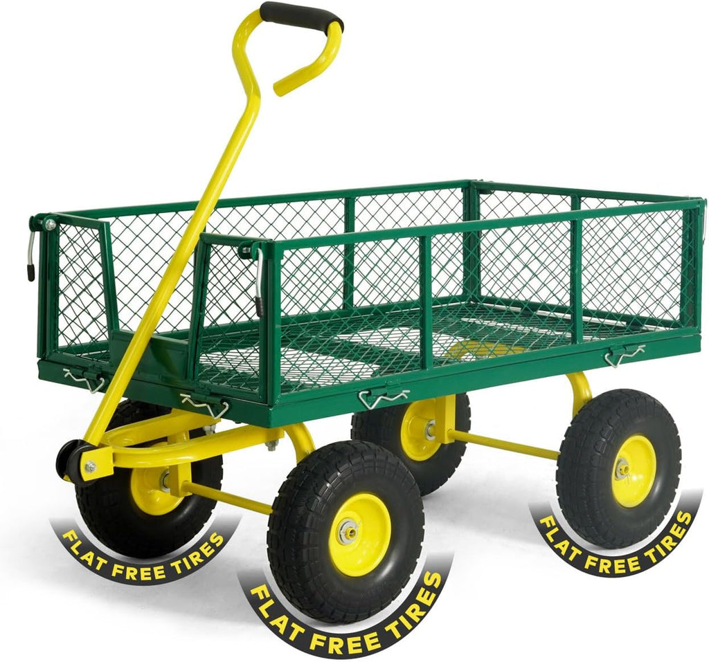 caphaus metal green garden cart, w/ 180° adjustable, main product view