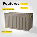 ROJIK Outdoor Storage Housing Deck Box,Waterproof Patio Furniture, Garden Tools,Cushions,Pool Accessories Storage Bench with Lockable Lid and Side Handles (Grey,280 Gal)