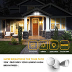 LUTEC 6222W-D2D 3500 Lumen 32 Watt Dusk to Dawn Dual-Head Flood Light Outdoor Waterproof Exterior Security Wall Light, Full Metal Design Floodlight for Patio, Garden, Yard-White