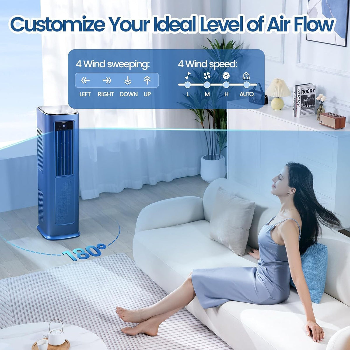 airplus smart portable air conditioner, 12,000 btu cooling/heating, close-up detail