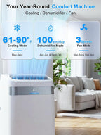 mepty 14000btu portable ac, portable air conditioner with, side view