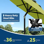 Garvee 10FT Patio Umbrella - Outdoor Table Umbrella with Smooth Crank Lift, Push Button Tilt and 8 Sturdy Ribs - Market Umbrella UV Protection Waterproof for Pool, Deck, Yard, Garden (Apple Green)