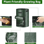 JJGoo Potato Grow Bags, 3 Pack 10 Gallon with Flap and Handles Planter Pots for Onion, Fruits, Tomato, Carrot - Green