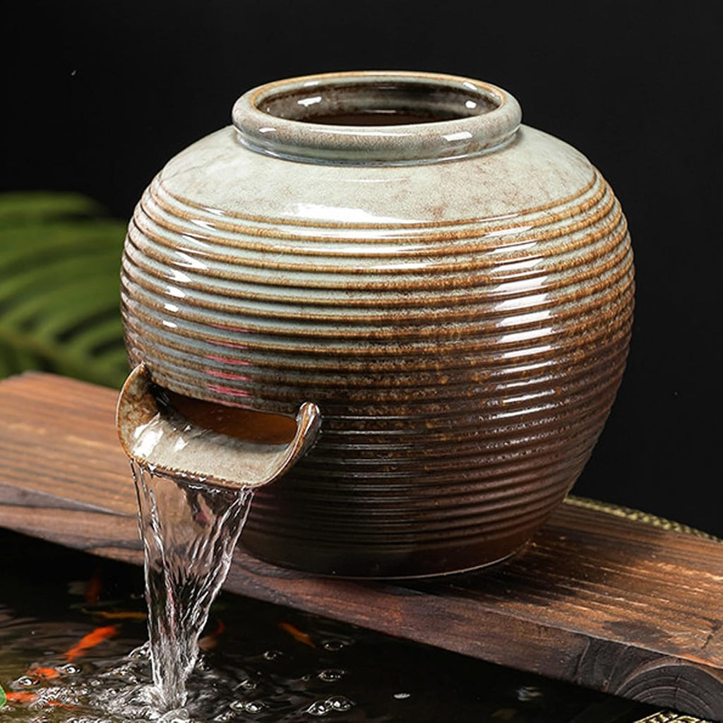 Ceramic Water Fountain Spout U-Shaped, Spitters for Small Ponds | Fish Tank Water Circulation for Patio Pond Pool, Decoration Landscaping Fountain Ornaments(23*20*19cm/9.1*7.9*7.5in)
