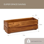 Wooden Planter Box, Storage Box 17”L x6”W x5.5”H with Crate Style, Acacia Wood Flower Container, Rustic Rectangle Planter for Planting, Decor and Storage - 3 Colors (Golden Walnut)