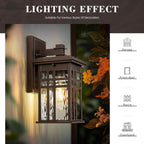 zeyu 12 Inch Patio Wall Light Fixture, 2 Pack Outdoor Modern Wall Lights, Die-Cast Aluminum, Oil Rubbed Bronze Finish with Water Ripple Glass Glass, 20068B1-2PK ORB WP