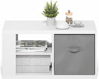 Furinno Viola Coffee Table, 3-Tier Modern Coffee Table with 1.2 Thick Tabletop, Side Table with Open Shelf and Storage Bin, for Living Room, Bedroom, Home Office, White/Light Grey