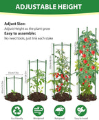 3 Pack Tomato Cages for Garden, 51in*13in Adjustable Tomatoes Plant Stakes Support Cages Trellis, Garden Trellis for Vegetable Flowers Fruits Climbing Plants- 20 Binding Wires Included