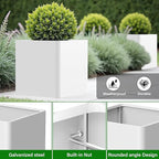 Large Outdoor Planter 26" L x 26" W x 26" H,Metal Square Planter for Outdoor Plants,Heavy Duty Modern Flower Plant Pot for Porch/Patio/Garden