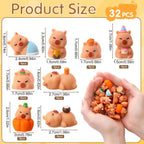 32 Pcs Mini Capybara Figures 8 Styles Resin Capybaras Mini Figures | Resin Animals Capybara Figurine Miniature Figurines for Garden Tabletop Dollhouse Moss Landscape Party Cake Decor DIY