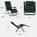 Best Choice Products Set of 2 Extra Wide Adjustable Steel Mesh Zero Gravity Lounge Chair Recliners w/Pillows and Cup Holder Trays - Forest Green