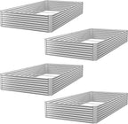 4 Pack 6x3FT Raised Beds for Gardening, Corrugated Galvanized Steel Raised Garden Bed, Outdoor Metal Above Ground Garden Bed for Vegetables and Flowers(Rectangular)