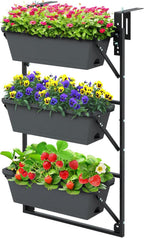giantex 3-tier vertical railing planter, adjustable hanging planter, main product view