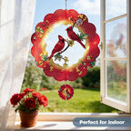Cardinal Wind Spinners Gift for Women Men Grandma, 12 Inch 3D Metal Wind Spinners Outdoor/Indoor Hanging Deco, Stainless Steel Kinetic Art Hanging Sculpture for Yard Garden Decoration