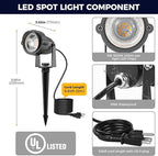 L LOHAS LED 5W Dusk to Dawn Outdoor Lighting, Auto On/Off 3000K Landscape Outdoor Spotlight, IP66 Waterproof Plug in Spot Lights for Yard, Garden, House, Pathway, Plant, UL Listed (2 Pack)