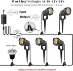 12W LED Landscape Lights Low Voltage, 3000K Warm White 12V AC/DC Waterproof Outdoor Spotlights, IP65 Garden Pathway Lights with 8 Spike Stands for Tree Garden Yard Pathway (8 Pack)