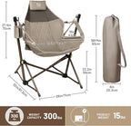 TIMBER RIDGE Hammock Camping Chair with Adjustable Backrest, Heavy Duty Folding Hammock Chair Supports 300lbs, Portable Hammock Chair for Camping, Travelling and Patio, Tan