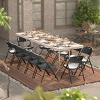 Nazhura 350 Weight Limit Heavy Duty Plastic Folding Chair with Reinfoced Steel Frame for Indoor and Outdoor, Wedding, Party, Restaurant, Meeting Room, Patio and Garden (Black, 4 Pack)