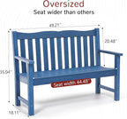 Stoog Outdoor Bench, 2-Person All-Weather HIPS Plastic Garden Bench with 800lb Capacity, Never Rot or Fade, Used for Patio, Porch, Backyard, Blue