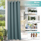 NICETOWN Greyish Blue Outdoor Curtains for Patio Waterproof, Thermal Insulated Rustproof Grommet Blackout Indoor Outdoor Gazebo Curtains Window Treatments for Outdoor Events, W52 x L84, 1 Panel