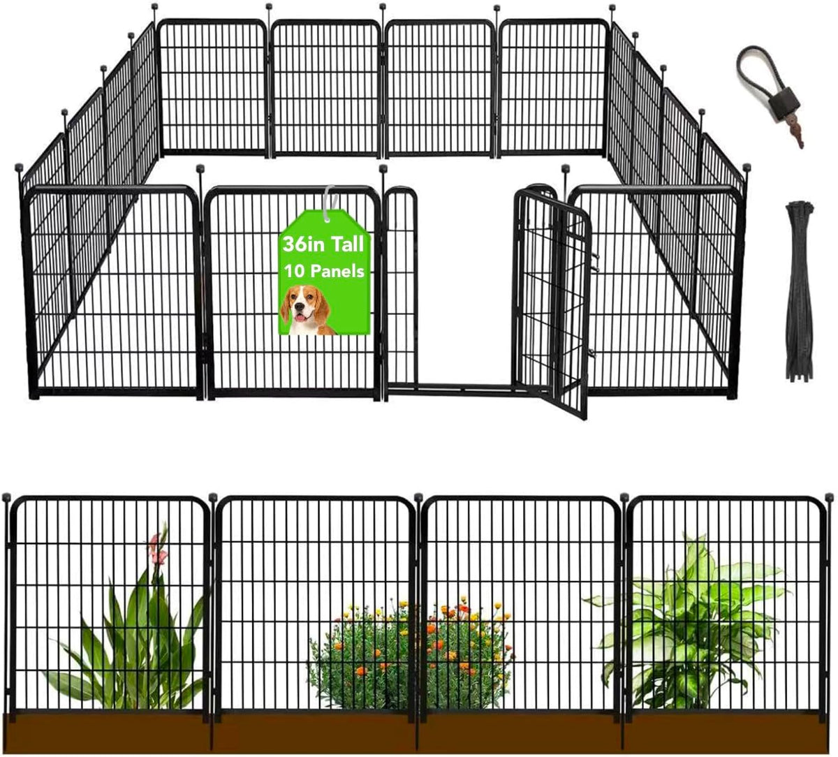 getlay 36 in(h) garden fence, wide gate low shown in use