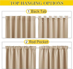 NICETOWN 2 Panels Outdoor Curtains for Patio Waterproof, Top & Bottom Fixed Waterproof Outdoor Drapes with Free Rope, Privacy Sun Blocking Shades for Gazebo, Pergolas, Biscotti Beige, W52 x L84
