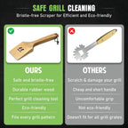 All-Natural Wooden Grill Scraper for BBQ Grilling 14"| Grill Cleaner, Wood Scraper, Grill Grate Cleaner, and BBQ Cleaner | Bristle Free BBQ Scraper for Grill Cleaning | Eco Friendly