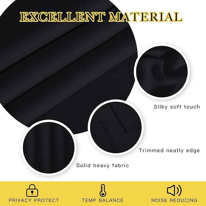 NICETOWN Black Out Curtain for Kitchen Over Sink, Grommet Thermal Curtain Window Treatment Solid Light Blocking Soundproof Drape for Bedroom/Night Shift, 1 Panel, W46 x L54