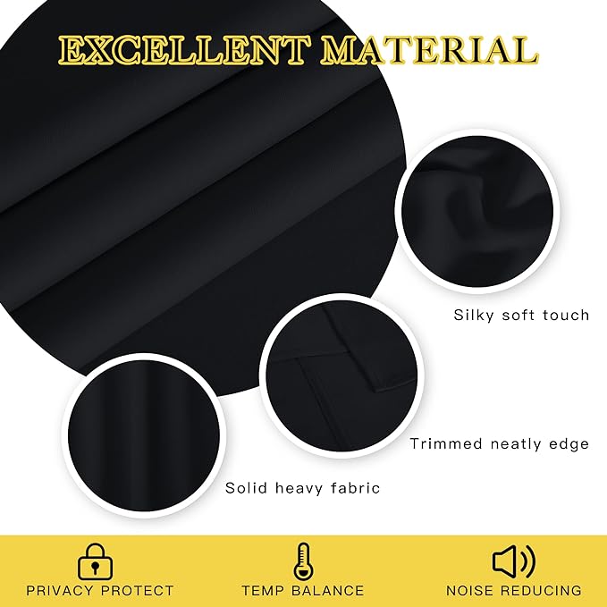NICETOWN Black Blackout Living Room Curtain 102 inches Long, Grommet Thermal Insulated Cold/Light/Sound Blocking Window Drape for Bedroom/French Door (W66 x L102, 1 Panel)