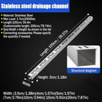 Slim Channel Drain Kit - Stainless Steel Trench Drain System for Outdoor Yard Patio & Driveway - Efficient Underground Drainage with Grate (H3*W7CM/H1.18*W2.76IN)