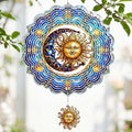 Sun and Moon Wind Spinners Outdoor Hanging - 12 inch Sun Outdoor Metal Decor Birthday Gifts for Women Mom Grandma,3D Wind Sculptures Art for Yard and Garden Patio Lawn Balcony Porch Decorations